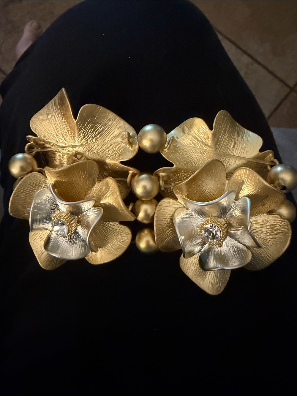 Gold Floral Bracelet with a soft mist of silver by Parklane jewelry